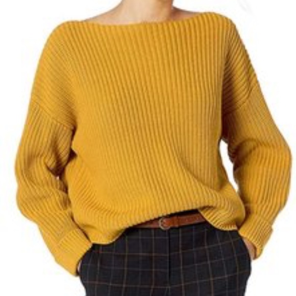 French Connection Sweaters - FRENCH CONNECTION Yellow Boatneck Cotton Sweater S